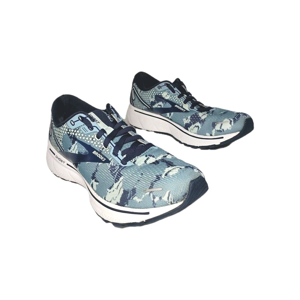 Brooks Ghost 14 Womens Size 9 B Running Training Shoes Blue Camo 1203561B465
